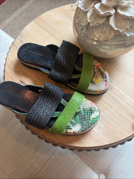 Daniella Lehavi Shoes - Daniella Lehavi Sahara Slides Green Reptilian Leather Size 40